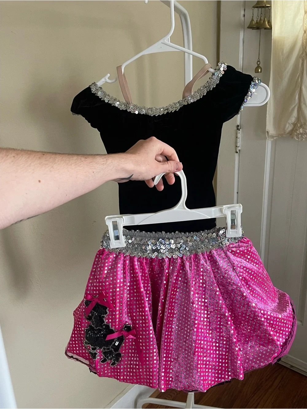 Kids Velvet and Sequin Poodle Skirt Dance Costume